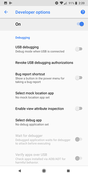 unlock the developer option