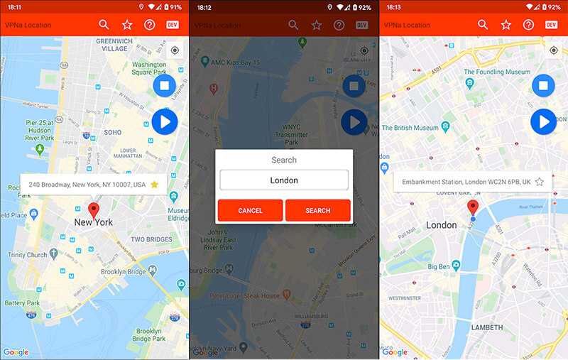VPNa fake gps location