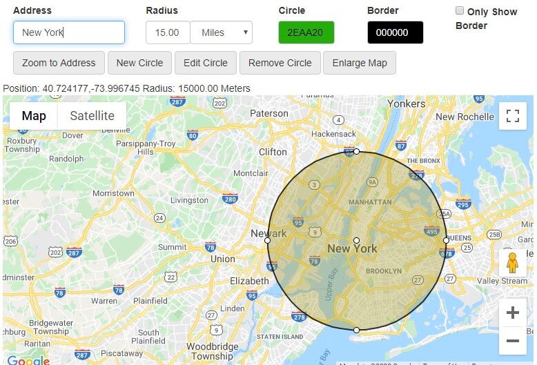 google maps distance radius 3
