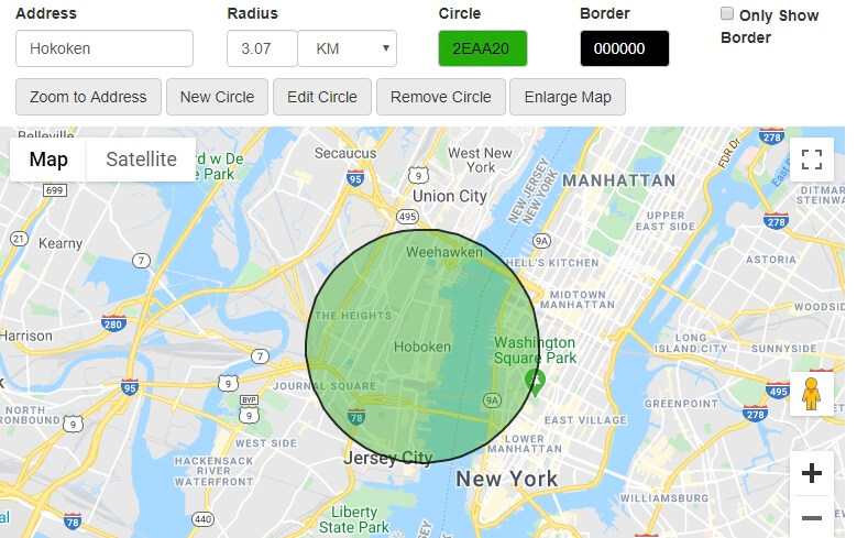 travel time radius google maps