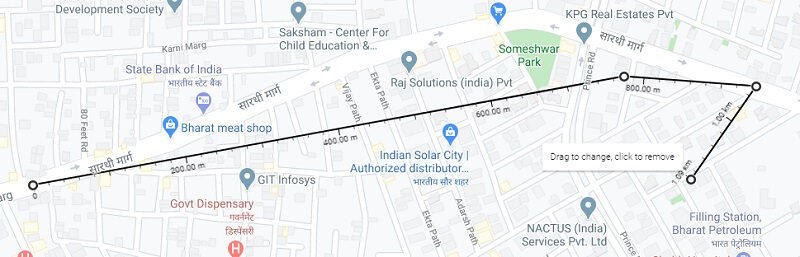 google maps distance radius 9