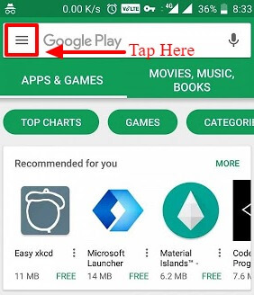 play store navigation drawer
