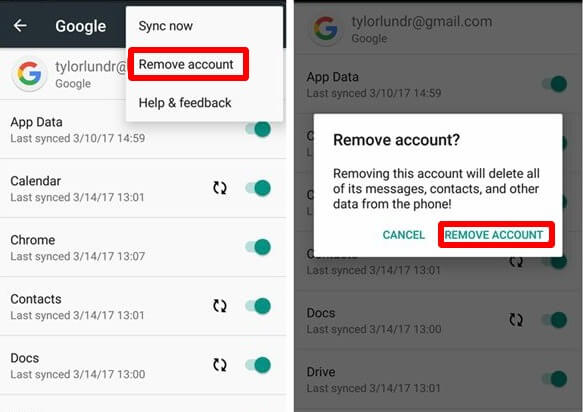 remove account google