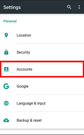 settings account button