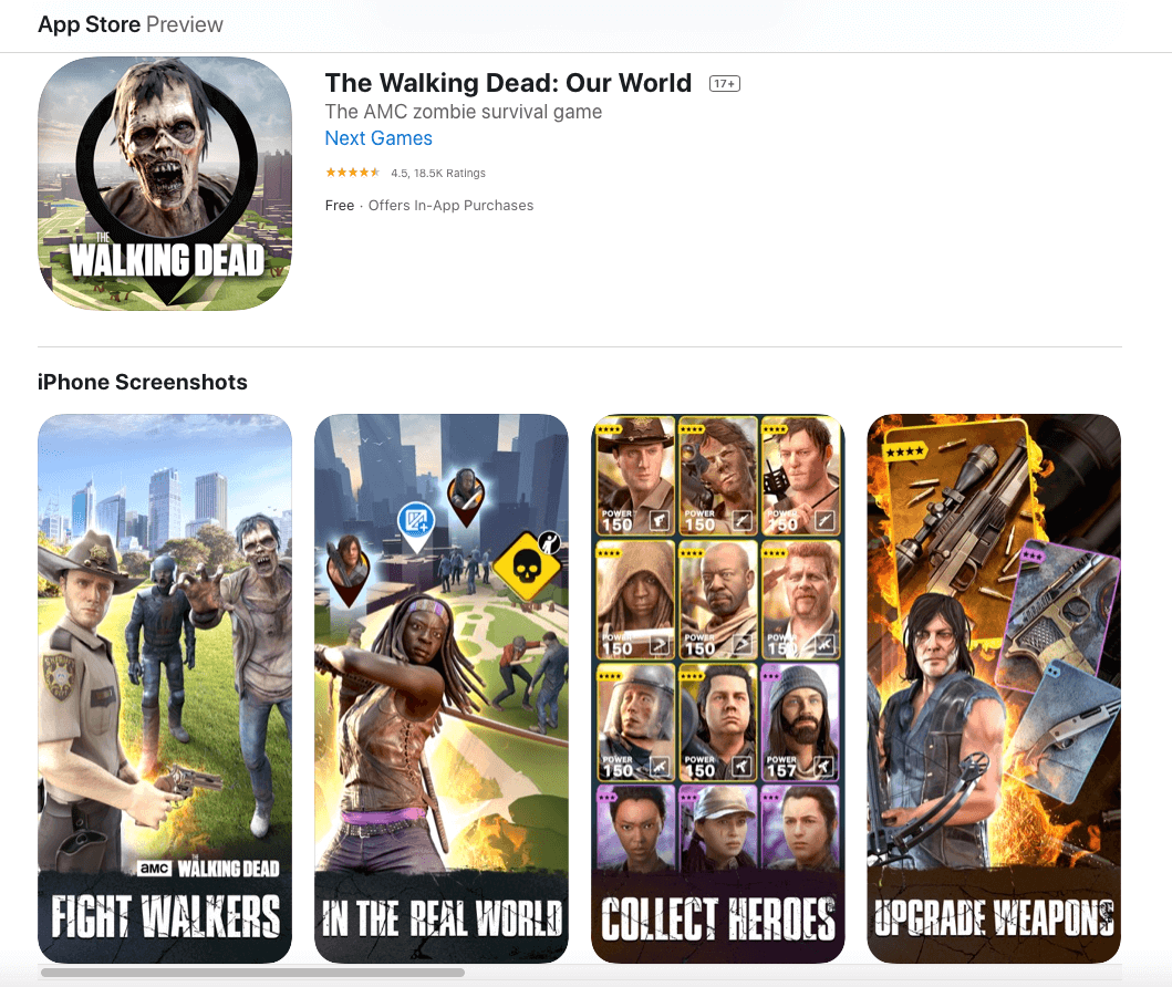 The Walking Dead App Store