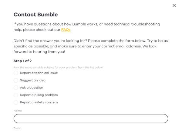 bumble contact support