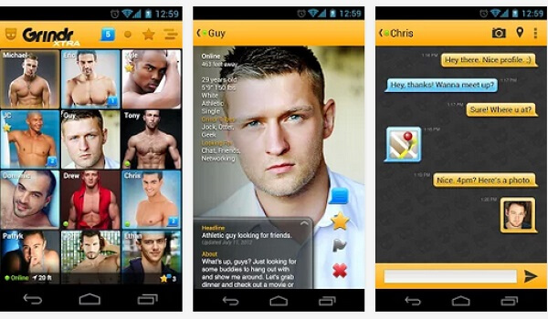 grindr user interface