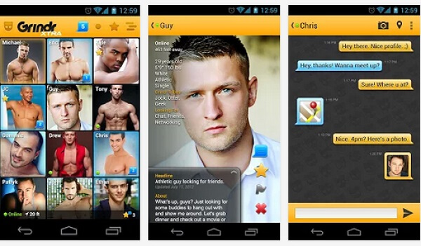 interfaz de usuario de grindr