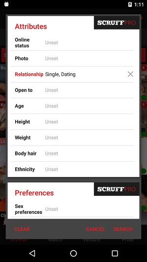 scruff filter search