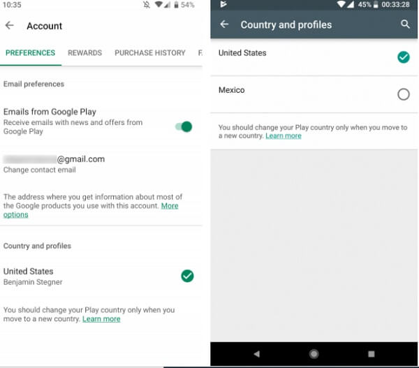 change location google play store