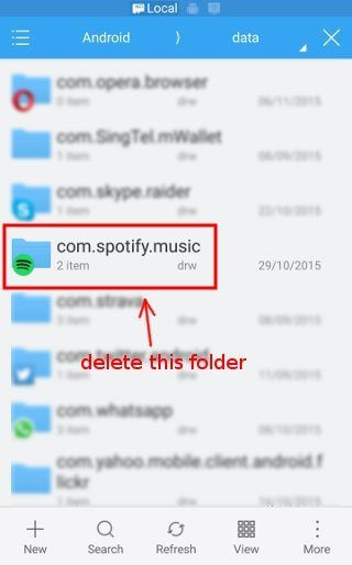 delete spotify folder android