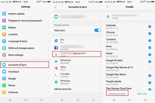 google account remove