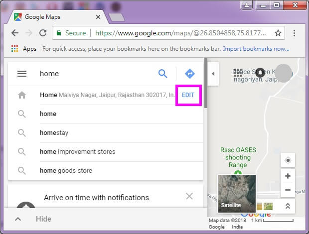 google maps edit home pc