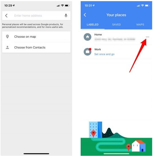 google maps home iphone