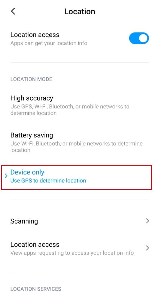 location mode