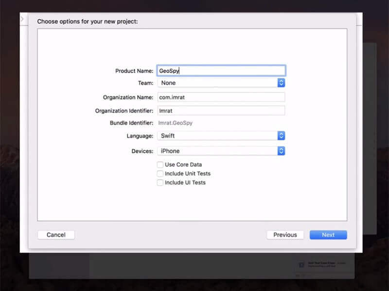 xcode click next