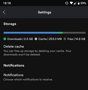spotify storage android
