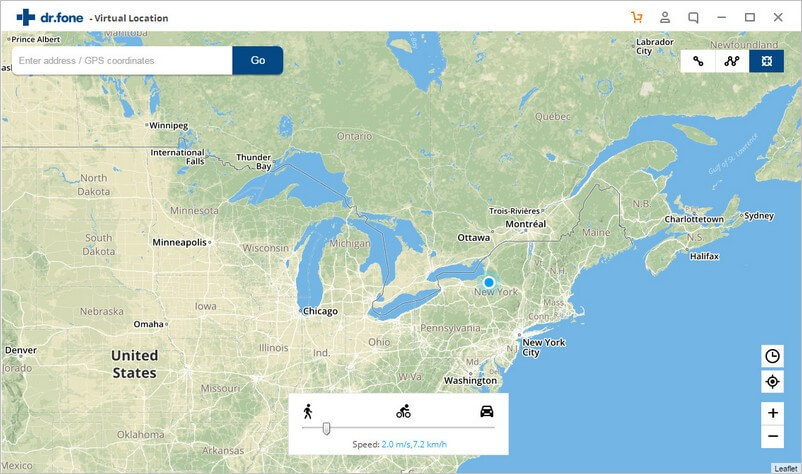 Dr.Fone fake location map