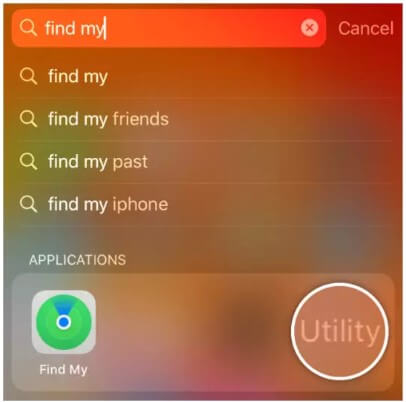 search for find my app
