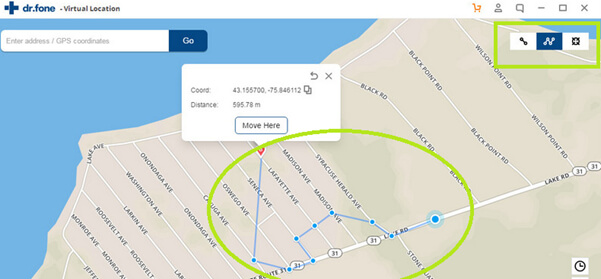Dr.Fone ispoofer for pogo multiple stop-route