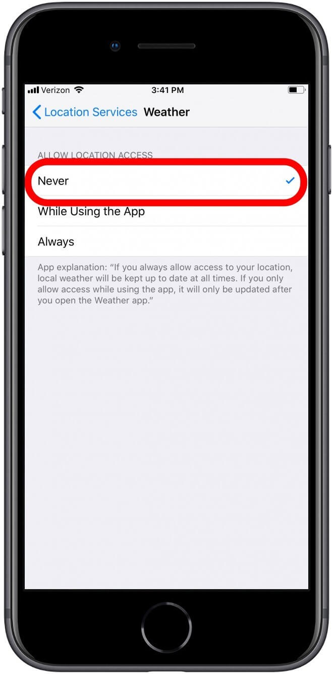 change the weather location services on iphone 4