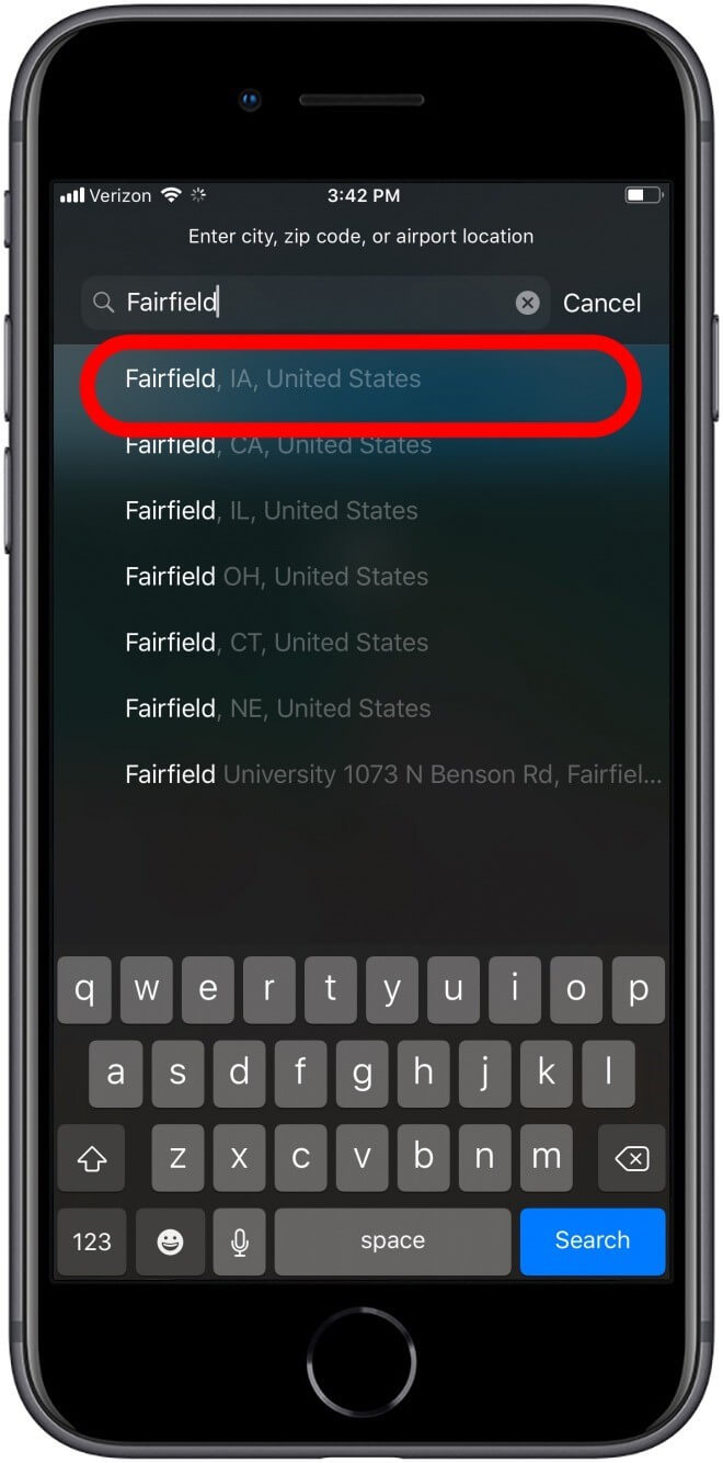change the weather location services on iphone 8
