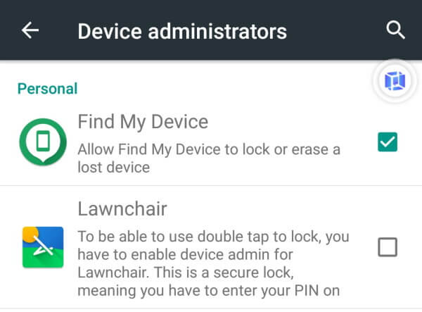 disable find my device android