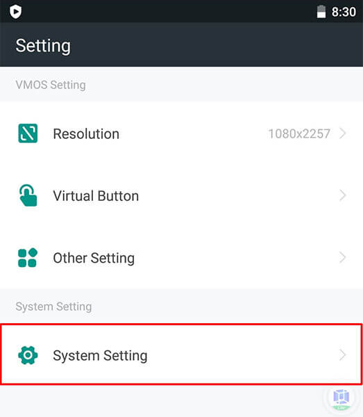 system settings