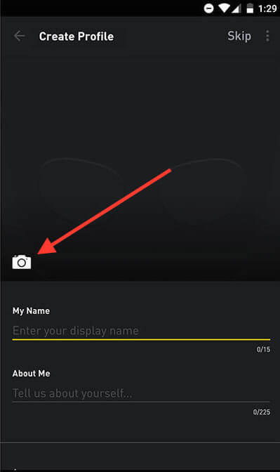 take pictures to add to your profile