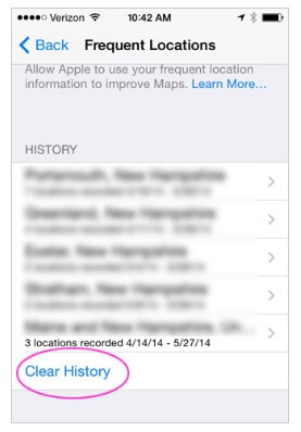 frequent locations on iphone 6