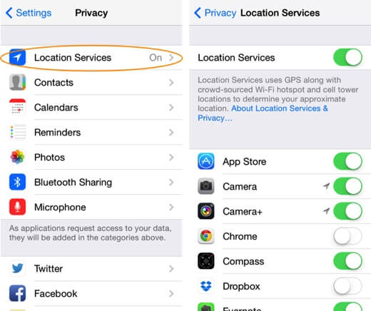 iphone location services not working 7
