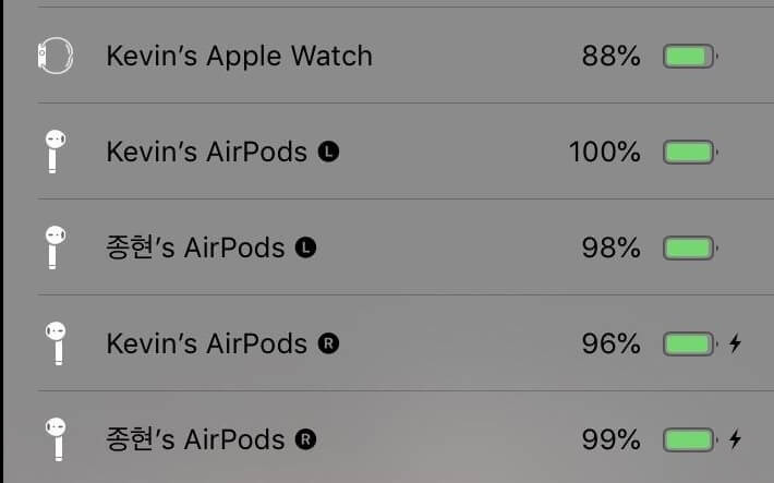 list connected airpods