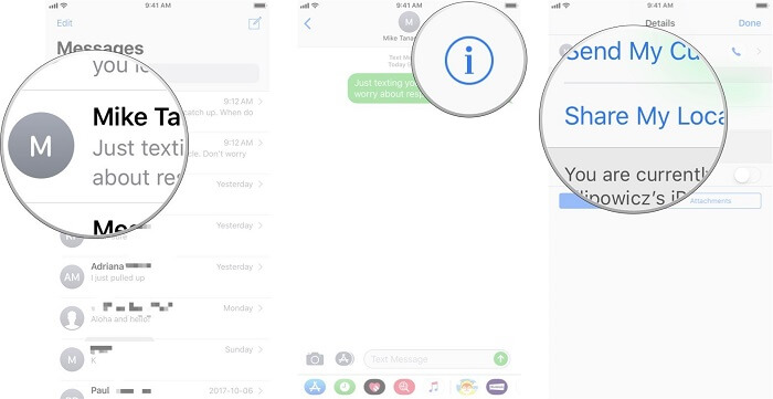 send location on imessage 7