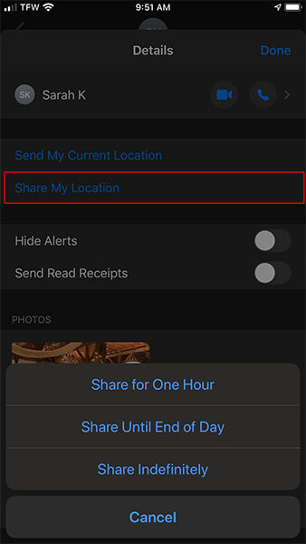 share my location imessage