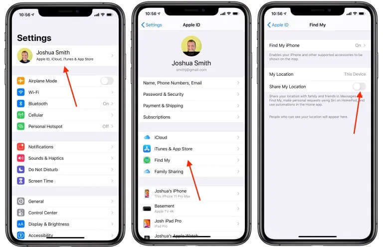 stop location sharing of iphone