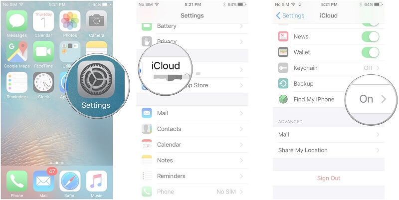 turn off find my iphone