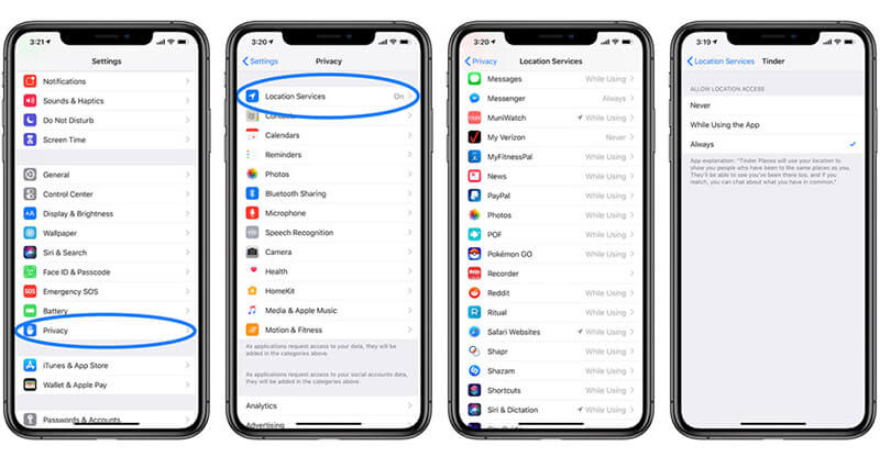 turn off location from apps