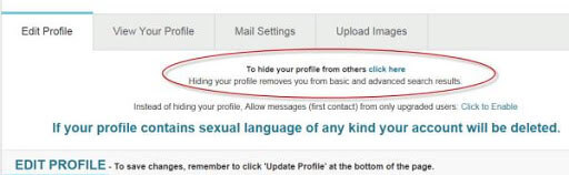 hide profile pof
