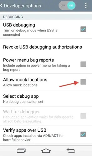 Desactivar las ubicaciones simuladas en Android