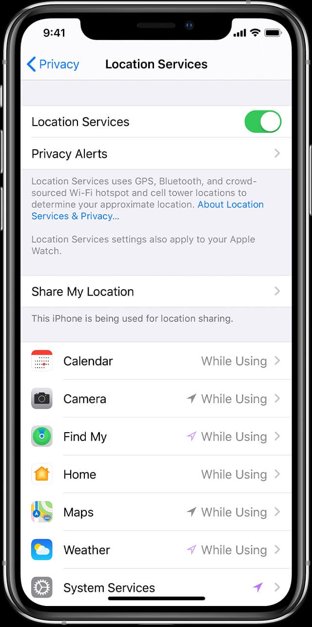 enable location services