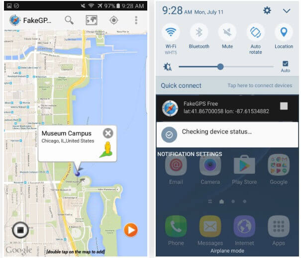 enable the mock locations