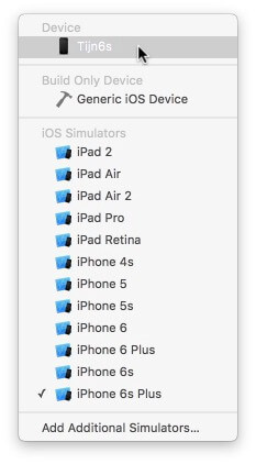 select your iOS device in the app 