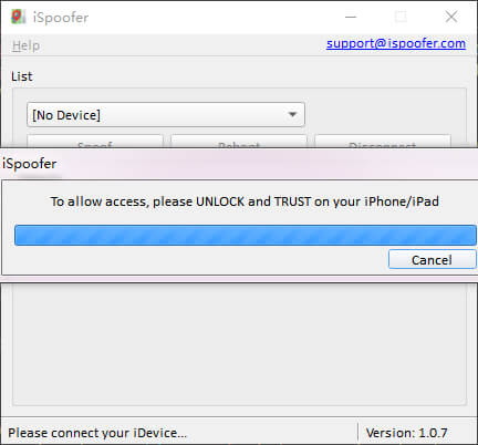 فتح جهاز iOS والوثوق به على تطبيق iSpoofer