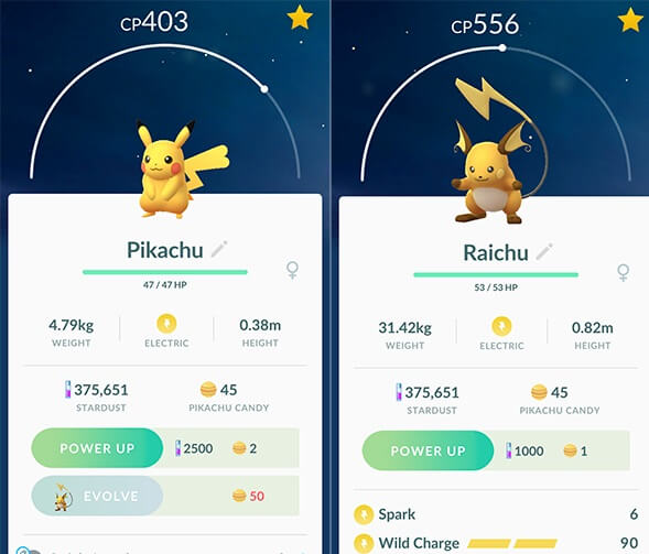 pikachu raichu evolución