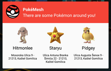 Captura de pantalla de notificación de PokeMesh