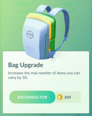 Mejora de la bolsa PokéCoin