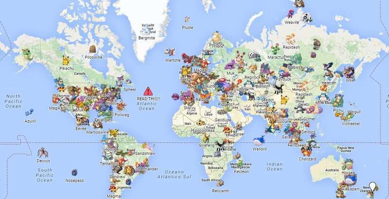 Bannière de carte régionale Pokémon go