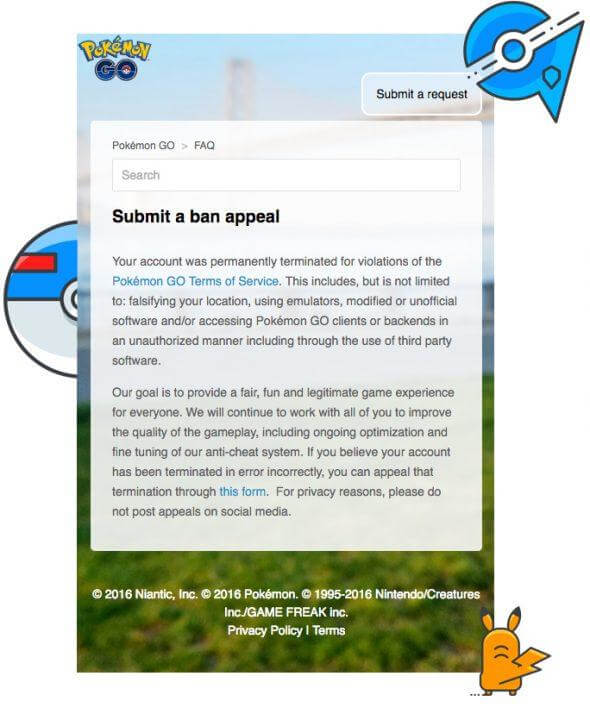 How to appeal a Pokémon Go cheat account termination decision