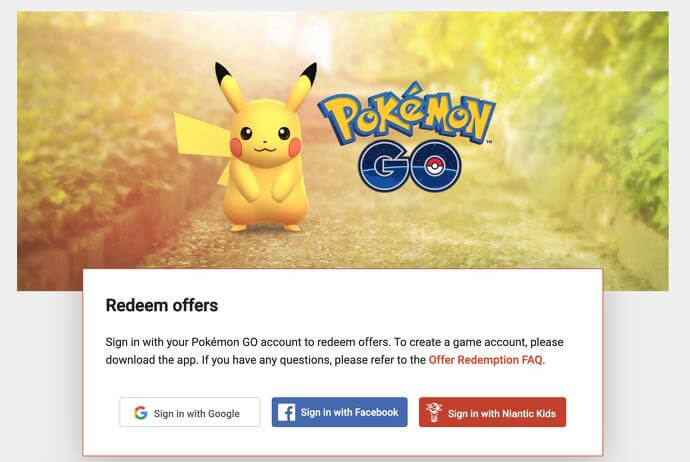 Se connecter à l'aide de votre compte Google ou Facebook si vous êtes un formateur pour utiliser les codes promotionnels de Pokemon Go