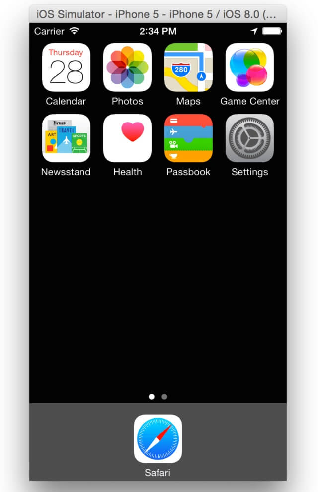 Captura de pantalla de XCode iOS Emulator